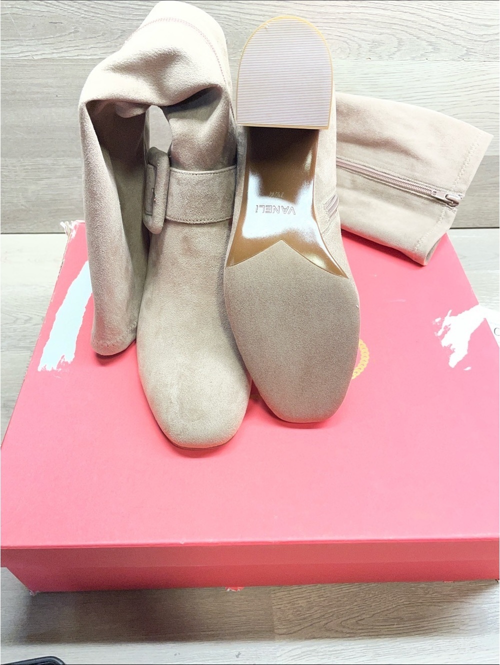 Vaneli Taupe Punti Stretch Boots 7.5W #74